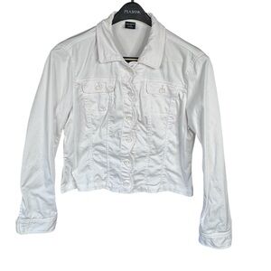 Tribal White Button Up Scalloped Hem size L Vintage 2000s